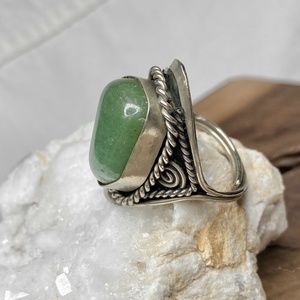 Sterling Silver Ring With Green Aventurine Stone